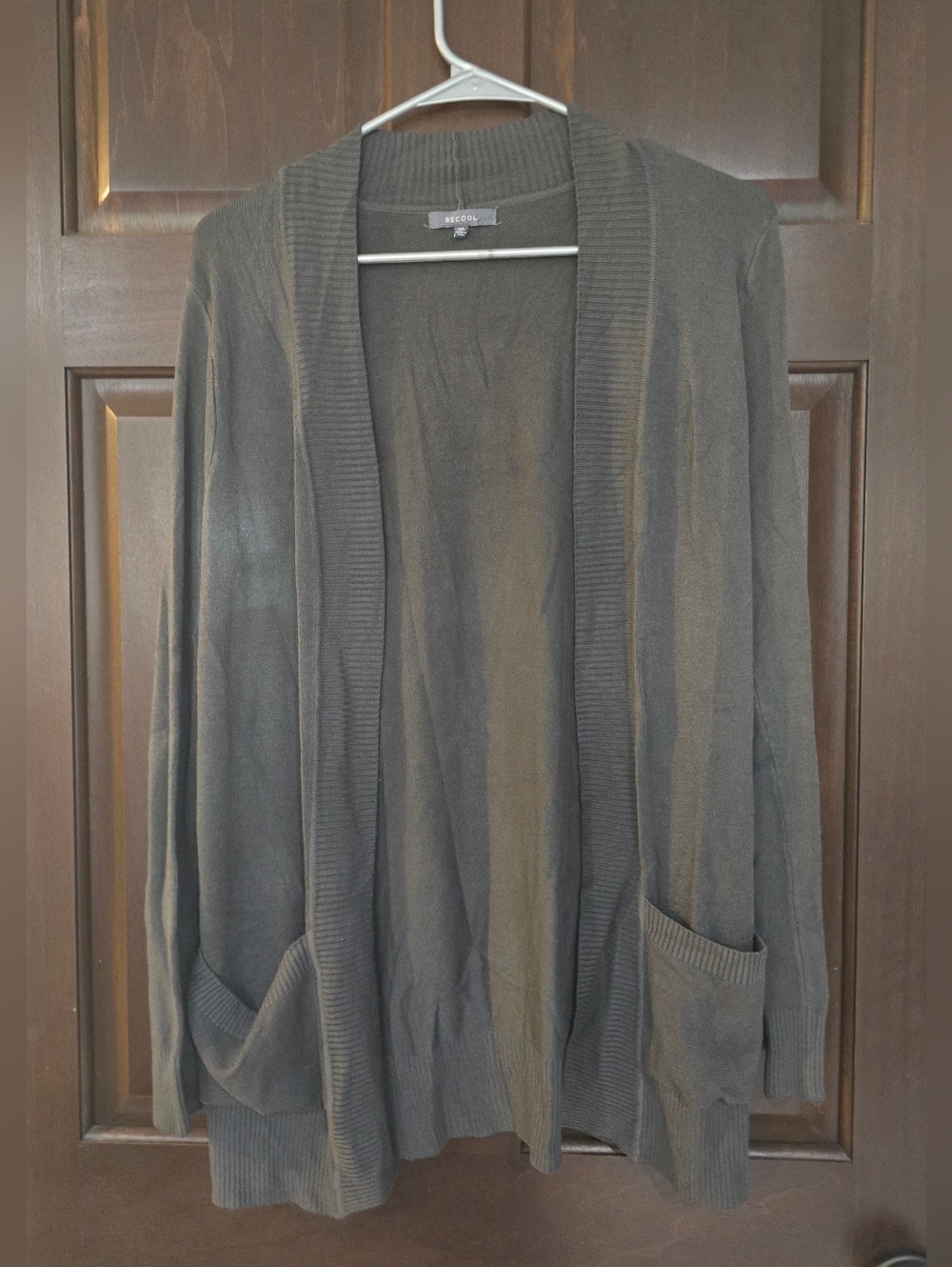 Becool Open-Front Women's Cardigan Gray Size 1XL